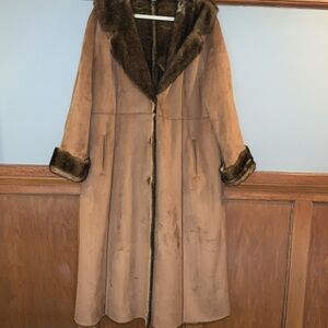 Vintage Pamela McCoy Collections full length faux suede and fur coat